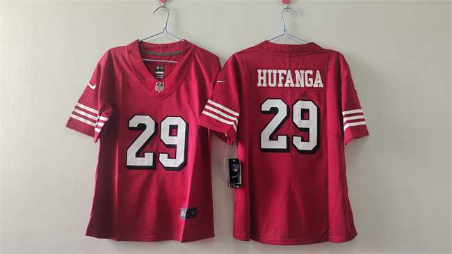 Womens San Francisco 49ers #29 Talanoa Hufanga Red Alternate Vapor Stitched Jersey->women nfl jersey->Women Jersey